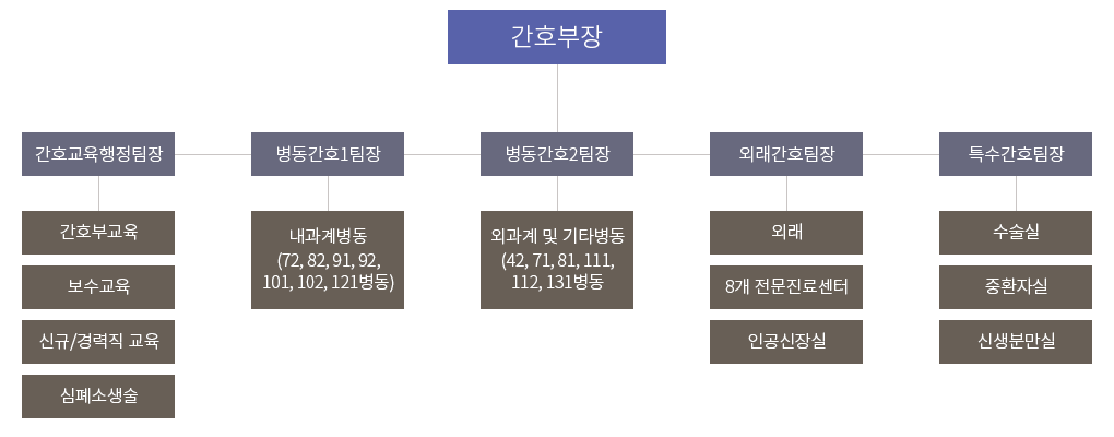 간호부 조직도 (하단 세부내용 참고)